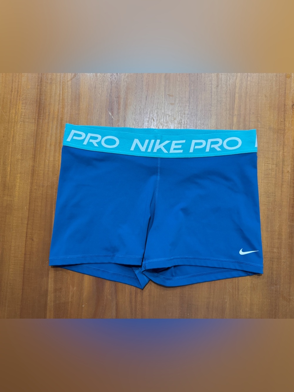 Nike Women’s Pro 3” Shorts - Blue with Light Blue Waistband